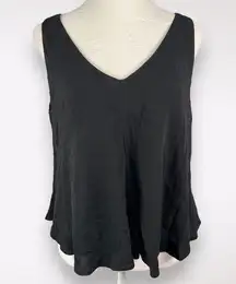 Carven Black Loose Fit Tank Top Sleeveless V-Neck Lined Size 38