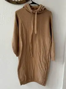 StitchDrop Camel Tan Midi Hooded Sweater Dress Size S