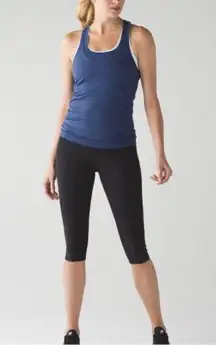 LULULEMON- Swiftly Tech Racerback Black Sapphire Blue Athletic Workout Running