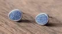 Stud Earrings - Unusual Shade of Blue & Silver Tone - Small & Dainty