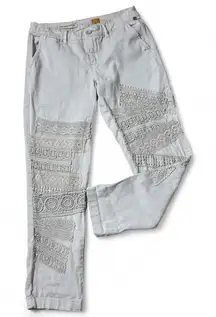 Pilcro and the Letterpress Sz‎ 27 Light Pink F" Hyphen Lace Inset Chino Pants