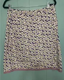 Boden Purple Floral A-Line Skirt 100% Cotton Size 8