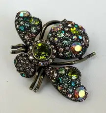 Vintage Joan Rivers Bronze Tone Bumble Bee Rhinestone Collectible Brooch Pin