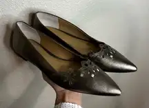 Ralph Lauren Allayana Flats Womens 10 Metallic Bronze Gold Pointed Toe Laser-Cut