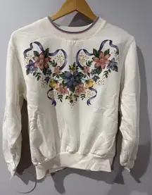 VTG‎ Alfred Dunner Sz L Grandma Sweatshirt Hand Embellished Floral Appliqué