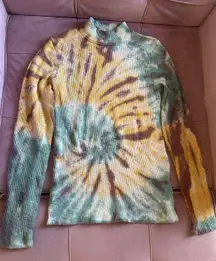 We The Free Women's Colorful Tie Dye Mock Neck Long Sleeve Size Medium