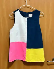 Retro Style Color-block Faux Suede Tank Top