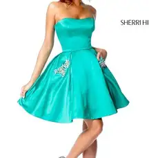 Green  homecoming dress with pockets