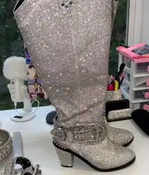 Dolls Kill Glittering Silver Ankle Boots