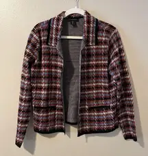 Tahari Blazer Cardigan Sweater Houndstooth Color Career Business Preppy Academia