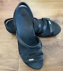 Crocs Patricia Wedge Sandals Womens 10 Black Slingback Strappy