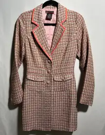 Hot Kiss Tweed Blazer‎ Mini Dress Pink Career Party S Barbie Old Money Preppy