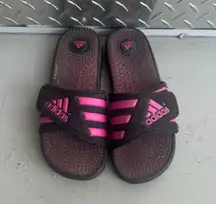 Adidas Black and Pink Logo Slides