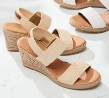 Tommy Bahama Sakura Stretch-Raffia Wedges Size 9.5 Natural Tan