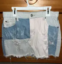 Denim Ripped Skirt