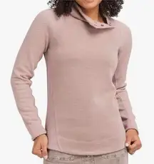 Prana Brandie Sweater Textured Wool Blend Mock Neck Light Mauve Heather Sz M