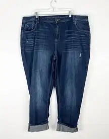 LANE BRYANT Straight Leg Cuffed High Rise Ripped Distressed Capris Jeans Size 26