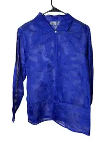 Chicos Royal Blue 100% Silk Sheer Cardigan Size L