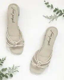 Free People Sandals Women Sz 38 Petra Shoes Gray Leather Block Heel Strappy Y2K