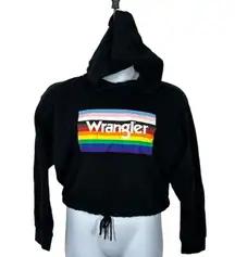 Wrangler Pride Cropped Hoodie Black Rainbow Logo Size Medium LGBTQ+