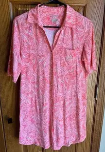 Ralph Lauren Sleep Shirt Size Small Monogrammed coral/orange Paisley Button Up