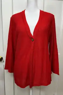 J Jill Lightweight Flowy Layering Linen Blend Open Cardigan 3/4 Sleeve Sz M