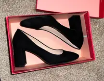 Kelly and Katie Black Suede Heels