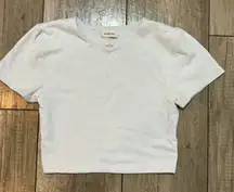 Babaton White Cropped T-Shirt Crew Neck Short Sleeve Casual Everyday Tee