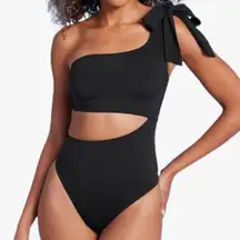 Shade & Shore One Shoulder Bow Cut Out One Piece Swimsuit
