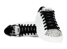 P448 John Cement Low Top Sneaker w/ Silver Glitter & Black Feather Laces Size 38