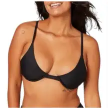 Andie Swim The Sicily Underwire Bikini Top Black Lightly Padded Size L NEW