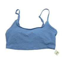 Aerie Womens Ribbed Bikini Top Shelf Bra Blue Size M
