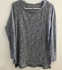 Aerie Marled High low Slit Oversized Sweater Blue Small‎