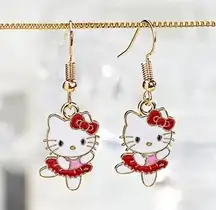 Adorable Dancing Ballerina Hello Kitty Dangle Earrings