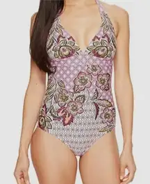 Prana Lahari Pink and Purple Halter Swimsuit Size XL