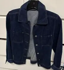 Prada Blue Denim Jacket with shadow Zebra Print