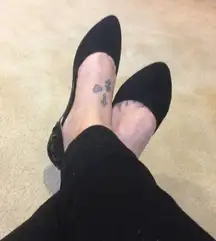 JustFab Black Embellished Suede Flats