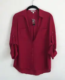 Express Portofino Office Work Blouse Shirt Small Red
