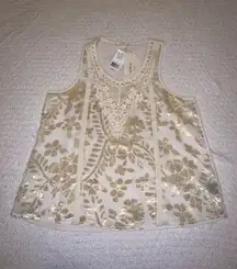 Vanilla Star White and Gold Tank Size Medium Like New