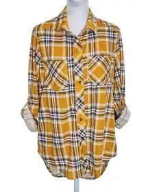 Eden & Olivia Yellow Plaid Button Down NWT Size Small Mustard Button Down Shirt
