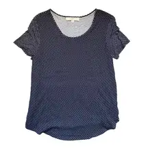 LOFT Navy and White Patterend Short Sleeve Top