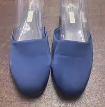 Haven Well Within Navy Blue Satin Square Toe Mules Slides (7) Minimalist Capsule