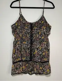 Sleeveless Chiffon Style Floral Cottagecore Boho Feminine Floral Lace Tank XL