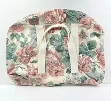 Vintage Floral Pastel Duffel Weekender Gym Overnight Tote Bag Cotton