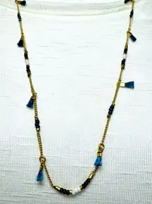 NWT Madewell Dainty Gold-tone Beaded Tassel Necklace