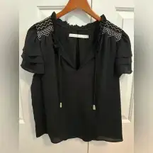 Marie Oliver | S | black Reid blouse embroidered ruffle blouse