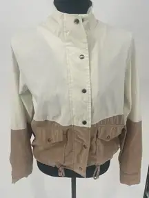 Blue pepper, women's tan and cream jacket, size small‎