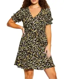 CCX City Chic sz 20‎ short sleeve v-neck adeline in ditsy bloom dress