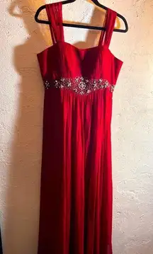 Dancing Queen Red Embellished Sleeveless Gown