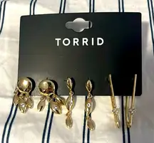 NEW Gold Dangly Earrings 3 Pair‎